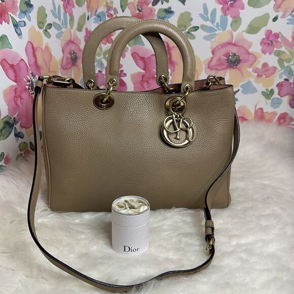 💯Authentic Dior Beige Leather Medium Diorissimo Shopper Tote🍀 - Picture 1 of 17
